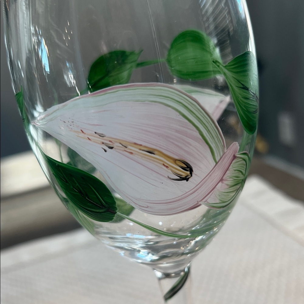 Royal Danube Floral Hand Painted Wine Glass Signed